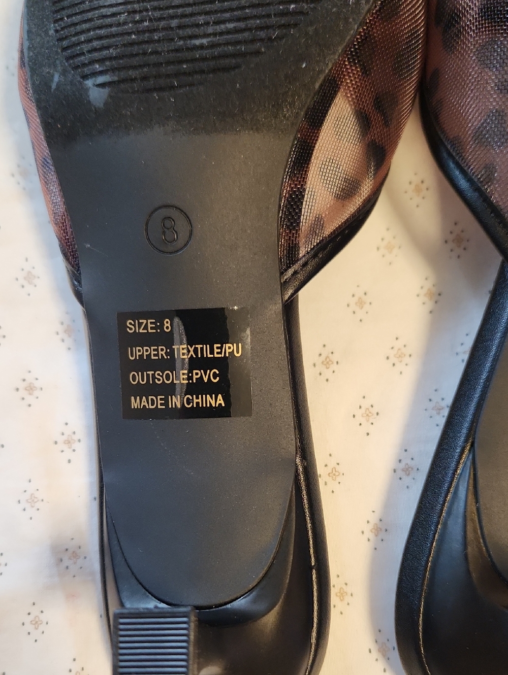 Rachel Roy Kali  Black and Brown Leopard-Print Mesh Slide Sandal Size 8 - Picture 8 of 10